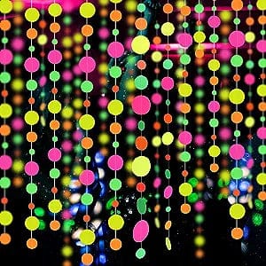 Glow Party Star, Circle & Heart Pull Flag Garland, Party Decoration, UV Purple Light Irradiation, Party Banner, Party Supplies, Party Decor, Birthday decoration
