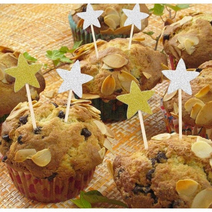 Gold & Silver Star Cupcake Toppers: Twinkle for Parties