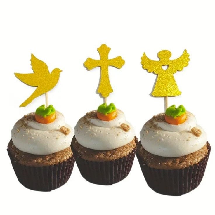 Golden Glitter Divine Cupcake Inserts: Elevate Sacred Moments!