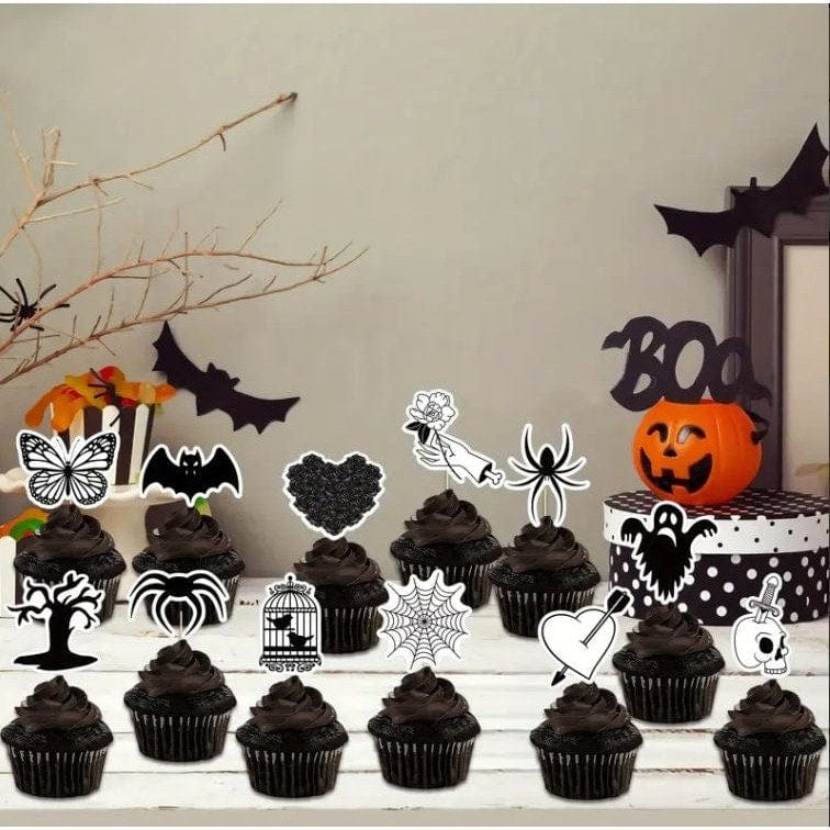 Gothic Elegance: 12pcs Cake Insert Flags for Memorable Celebrations!