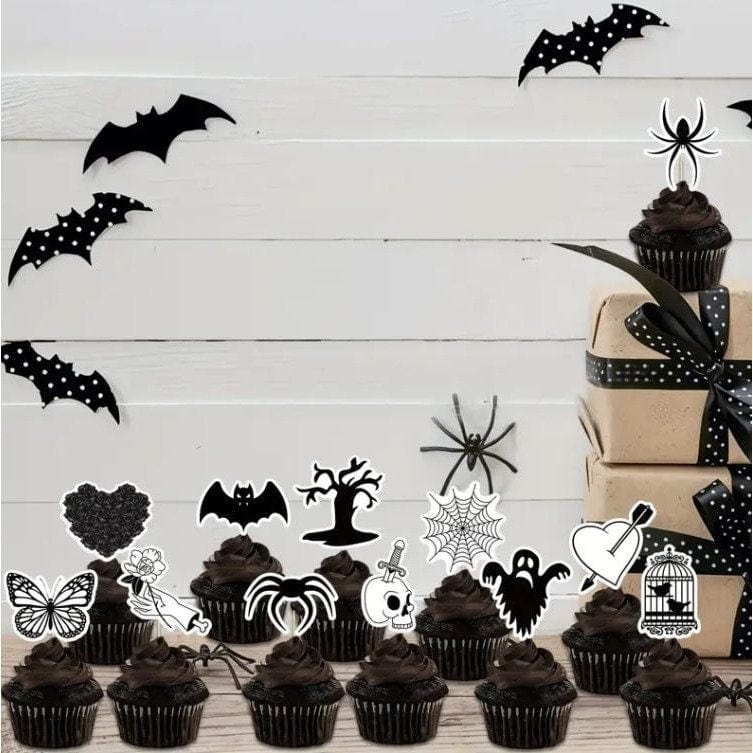 Gothic Elegance: 12pcs Cake Insert Flags for Memorable Celebrations!