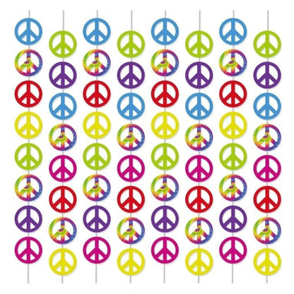 tie die peace sign garland hanging 