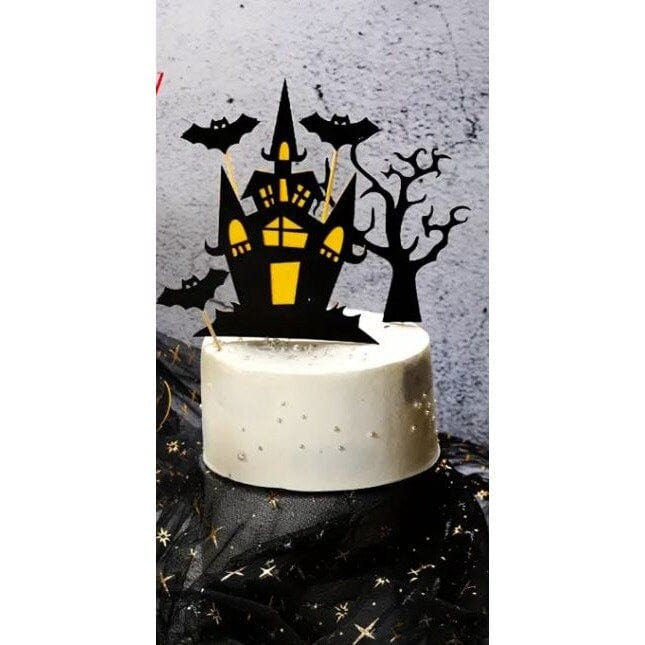 Halloween Castle and Bat set of cake toppers
