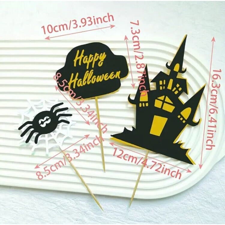 Halloween Castle and Bat set of cake toppers