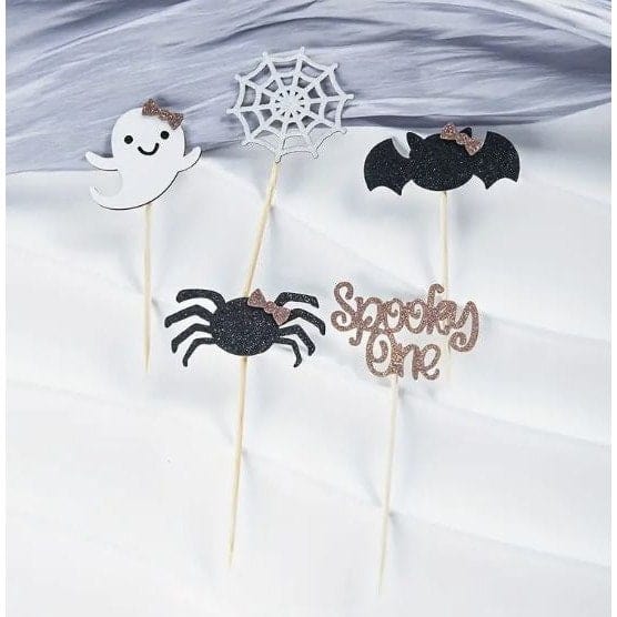 Halloween Cupcake Toppers: Glittery Ghosts & Spiders