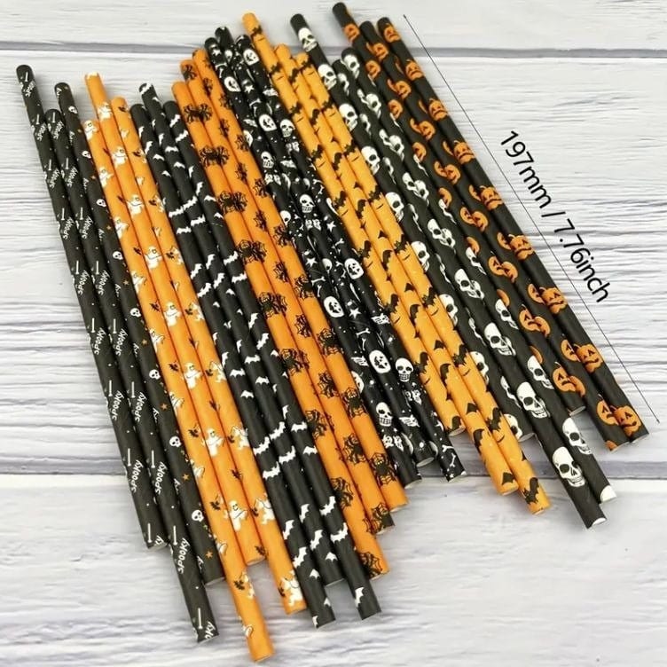 Halloween Paper Straws: Festive Drink Accents!