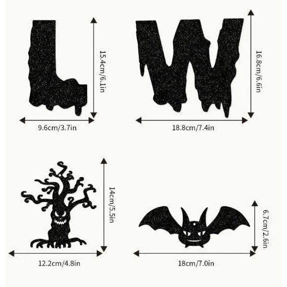 Hanging Decorations with Ghosts, Bats, Pumpkins, Skulls, and Happy Halloween!