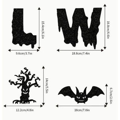 Hanging Decorations with Ghosts, Bats, Pumpkins, Skulls, and Happy Halloween!