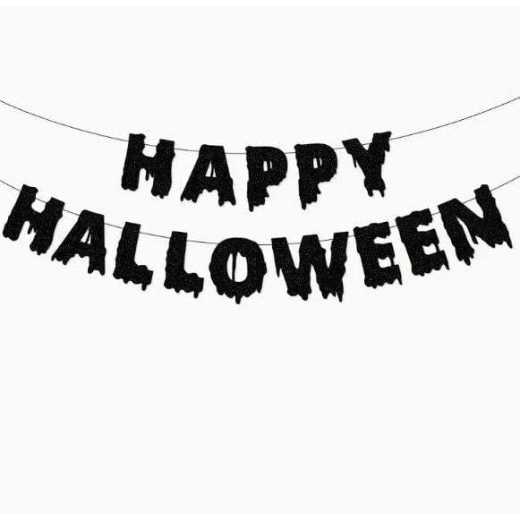Hanging Decorations with Ghosts, Bats, Pumpkins, Skulls, and Happy Halloween!