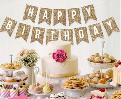 Happy Birthday Pennant Flags, Bunting Banner Hanging Decoration, Wedding Bridal Engagement Shower Birthday Anniversary Party Supplies