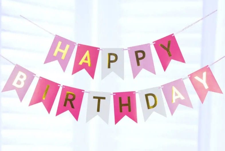 Happy Birthday Pennant Flags, Bunting Banner Hanging Decoration, Wedding Bridal Engagement Shower Birthday Anniversary Party Supplies