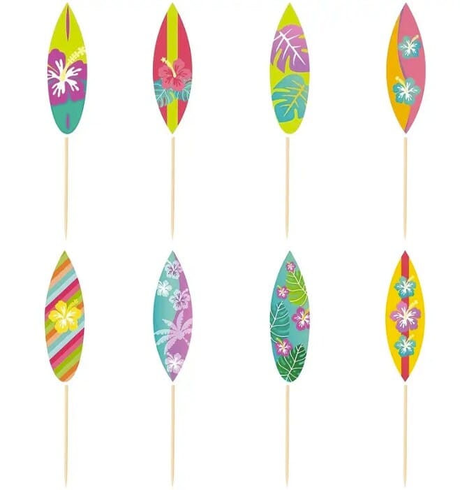 Hawaiian Decorative Surfboard Cake Small Inserts, Dessert Table Dress Up Supplies, Cake Decor Supplies, Summer Hawaii Party Decor Supplies