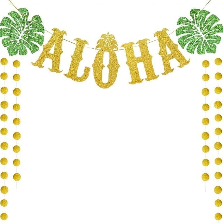 Hawaiian Party Photo Props Hawaiian Birthday Decoration Pull Flag ALOHA Summer Pull Flag Banner Pull Bar