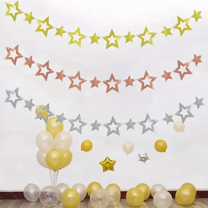Large And Small Stars Pull Flags Wedding Birthday Party Decoration Layout Five-pointed Star Hollow Pull Flag Hanging Flag