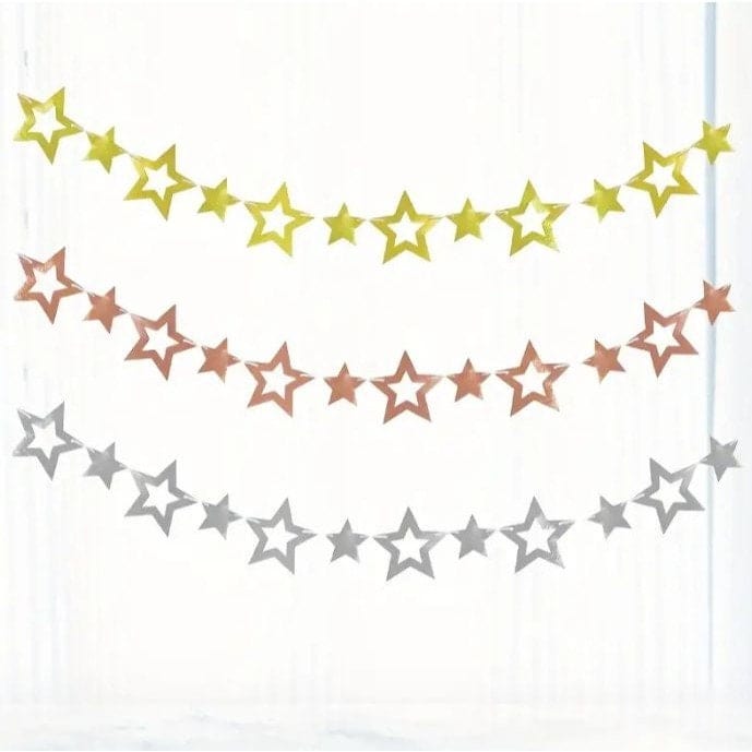 Large And Small Stars Pull Flags Wedding Birthday Party Decoration Layout Five-pointed Star Hollow Pull Flag Hanging Flag