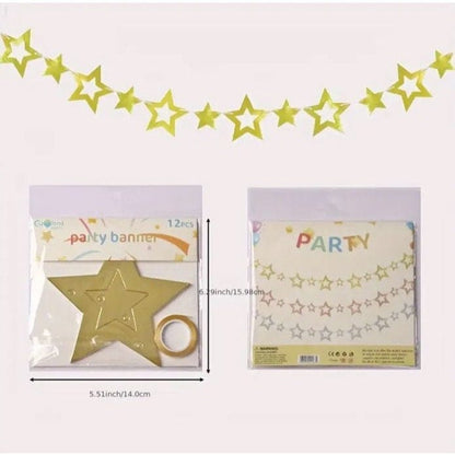 Large And Small Stars Pull Flags Wedding Birthday Party Decoration Layout Five-pointed Star Hollow Pull Flag Hanging Flag