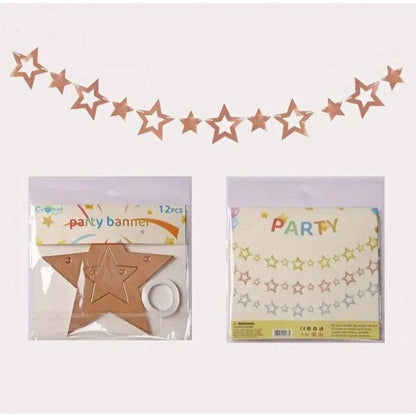 Large And Small Stars Pull Flags Wedding Birthday Party Decoration Layout Five-pointed Star Hollow Pull Flag Hanging Flag