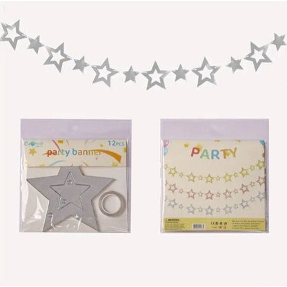 Large And Small Stars Pull Flags Wedding Birthday Party Decoration Layout Five-pointed Star Hollow Pull Flag Hanging Flag