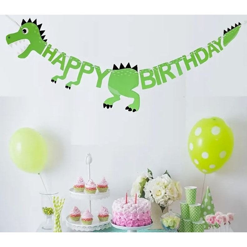 Orange Dinosaur Birthday Flag Decoration: Prehistoric Party Fun