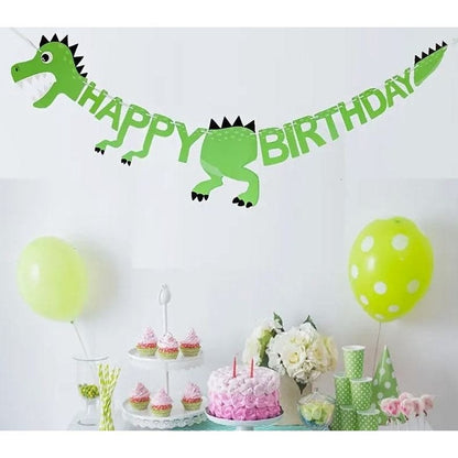 Orange Dinosaur Birthday Flag Decoration: Prehistoric Party Fun