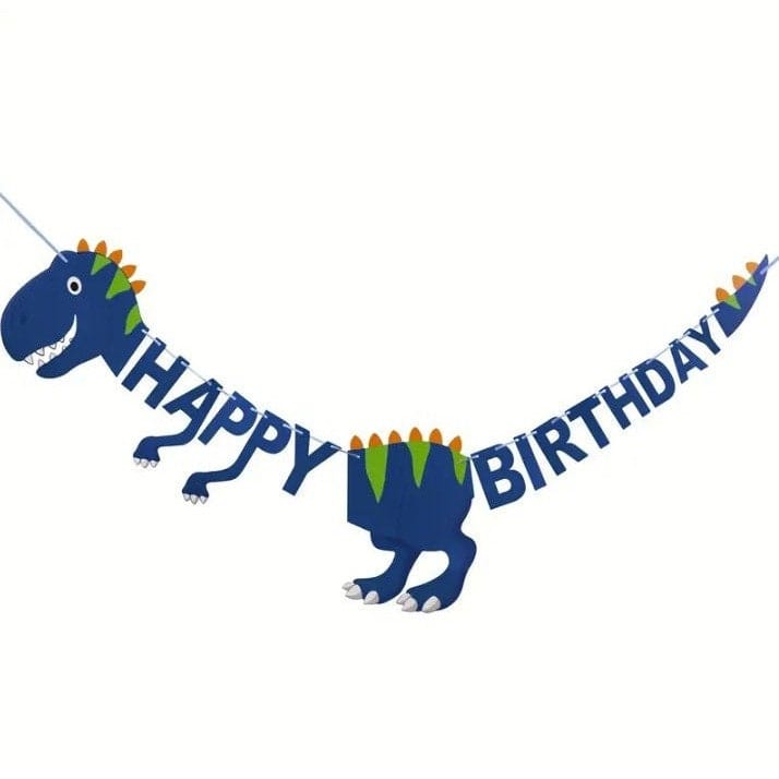 Orange Dinosaur Birthday Flag Decoration: Prehistoric Party Fun