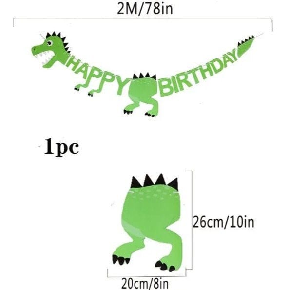 Orange Dinosaur Birthday Flag Decoration: Prehistoric Party Fun