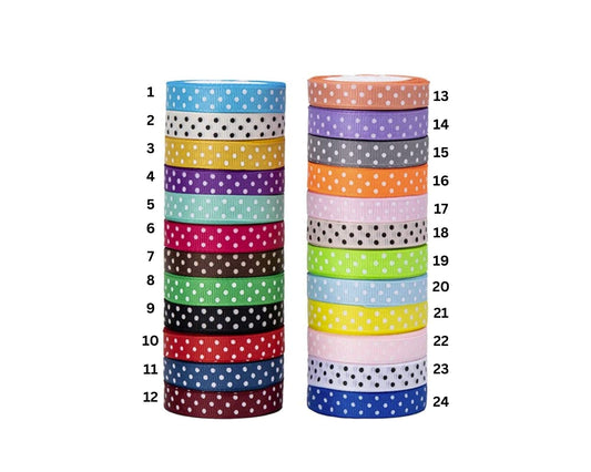 Polka Dot Grosgrain Ribbon, 3/8" X 4 Yard/Roll, 24 Colors, Perfect for Wedding, Gift Wrapping, Bow Making, Scrapbooking & Other Projects!