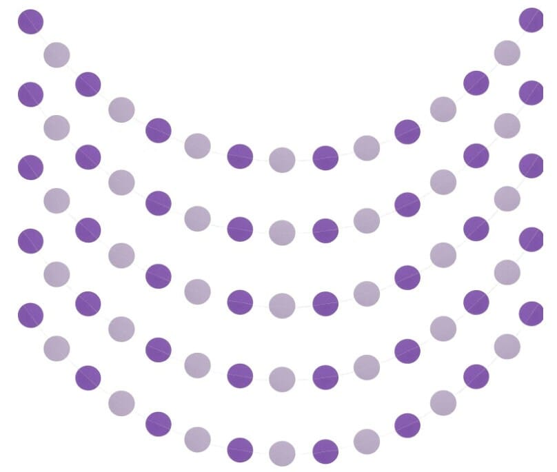 Purple Garland Circle Dots, Colorful Paper Garland, Decorations Birthday, Baby Shower, Classroom, Party Supplies