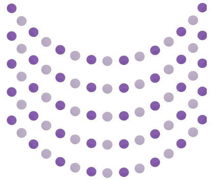 Purple Garland Circle Dots, Colorful Paper Garland, Decorations Birthday, Baby Shower, Classroom, Party Supplies