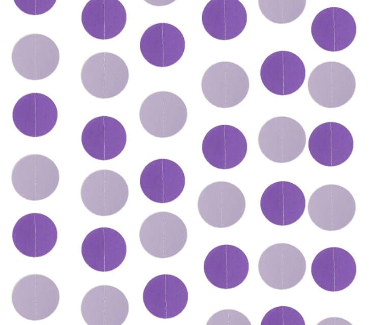 Purple Garland Circle Dots, Colorful Paper Garland, Decorations Birthday, Baby Shower, Classroom, Party Supplies