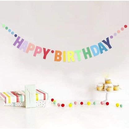 Rainbow Cardboard Happy birthday Banner, Gradient Color Birthday Letter Pull Flag, Banner String Flag