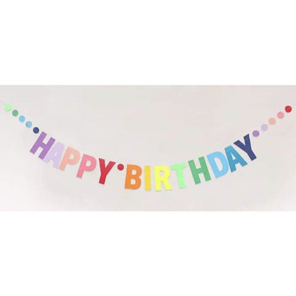 Rainbow Cardboard Happy birthday Banner, Gradient Color Birthday Letter Pull Flag, Banner String Flag