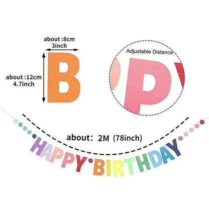 Rainbow Cardboard Happy birthday Banner, Gradient Color Birthday Letter Pull Flag, Banner String Flag