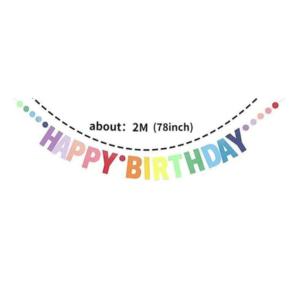 Rainbow Cardboard Happy birthday Banner, Gradient Color Birthday Letter Pull Flag, Banner String Flag