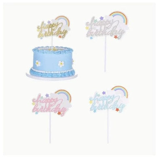 Rainbow Happy Birthday Cake Insert: Party Decor