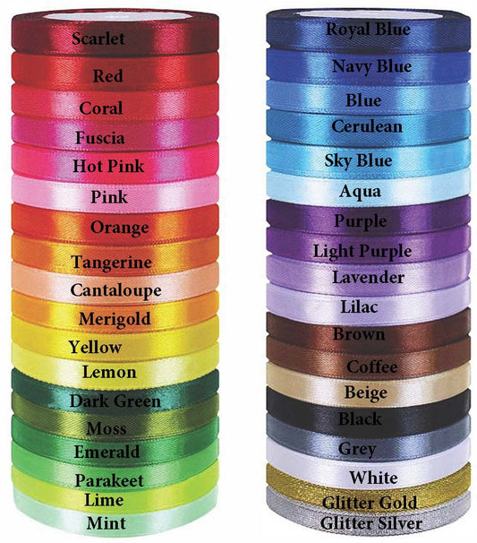 Satin ribbon is made of high-quality polyester, double sided, .4" wide x 25 yrds, smooth surface giving texture, strength, great color!