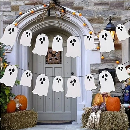 Shimmering Halloween Ghost Banner: Hauntingly Stylish Decor!