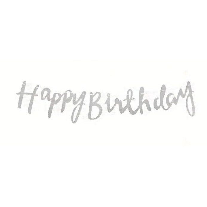 Silver happy birthday banner- Make Your Birthday Party Memorable with this HAPPY BIRTHDAY Hanging Flag Banner!