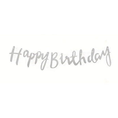 Silver happy birthday banner- Make Your Birthday Party Memorable with this HAPPY BIRTHDAY Hanging Flag Banner!