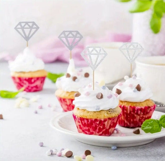 Silvery Glitter Diamond Cakes Toppers, Cupcake Decor, Dessert Table Supplies, Cake Decor Supplies, Baking Decor, Party Decor Supplies
