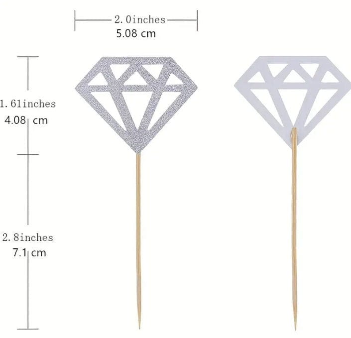 Silvery Glitter Diamond Cakes Toppers, Cupcake Decor, Dessert Table Supplies, Cake Decor Supplies, Baking Decor, Party Decor Supplies