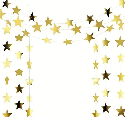 Sparkling Star Banner Decoration, Bright Golden Stars Hanging Banners Background For Engagement Weddings, Baby Showers, Birthdays & Parties!