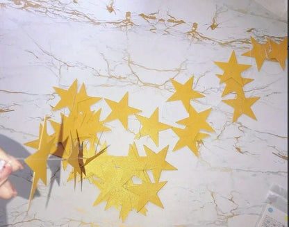 Sparkling Star Banner Decoration, Bright Golden Stars Hanging Banners Background For Engagement Weddings, Baby Showers, Birthdays & Parties!