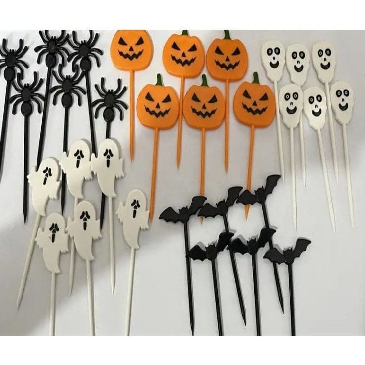 Spooky Fruit Fork Set: 15 Halloween-Themed Picks for Platters!