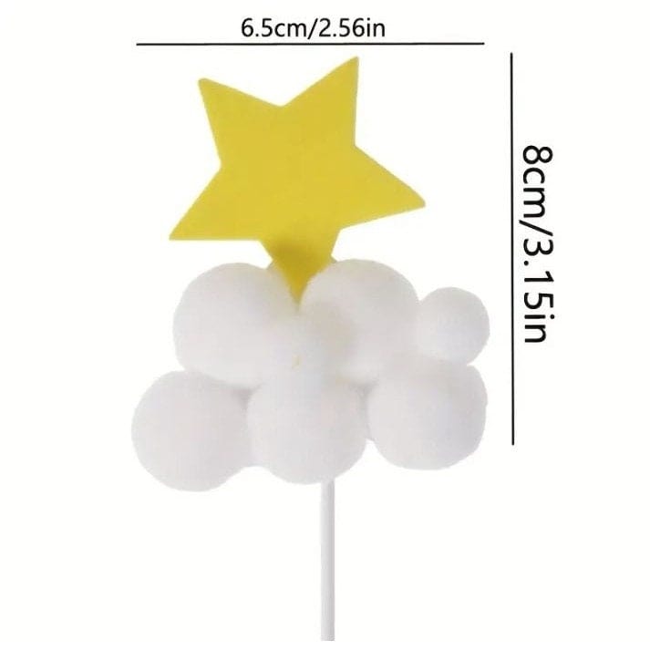 Star Moon Fur Ball Cake Topper: Festive Cake Decor