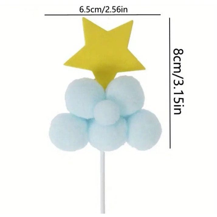 Star Moon Fur Ball Cake Topper: Festive Cake Decor