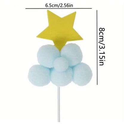 Star Moon Fur Ball Cake Topper: Festive Cake Decor