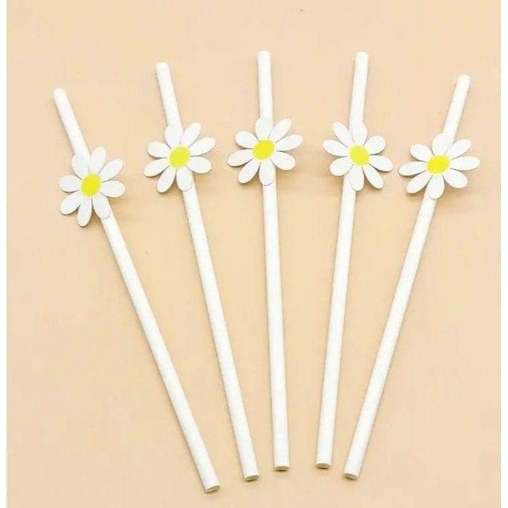 Super Cute Daisy Paper Straws Party Decorations, Paper Drinking Straws For Party, Events And Crafts Party Supplies, Birthday