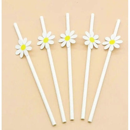 Super Cute Daisy Paper Straws Party Decorations, Paper Drinking Straws For Party, Events And Crafts Party Supplies, Birthday