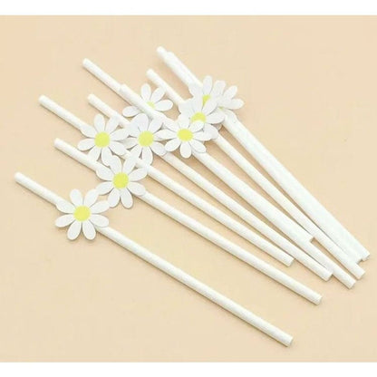 Super Cute Daisy Paper Straws Party Decorations, Paper Drinking Straws For Party, Events And Crafts Party Supplies, Birthday